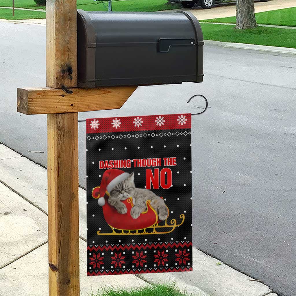 Cat Dashing Through The No Christmas Garden Flag Xmas Holiday Patterns - Wonder Print Shop