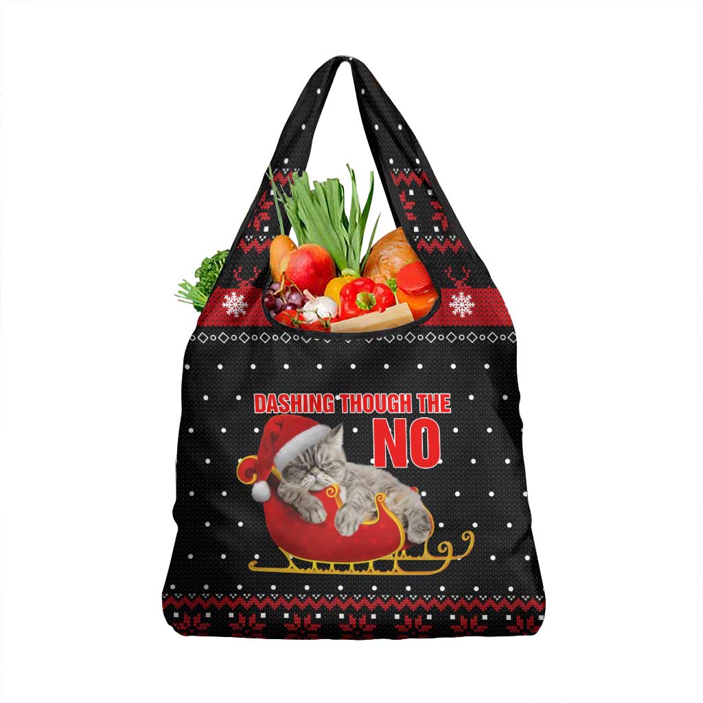Cat Dashing Through The No Christmas Grocery Bag Xmas Holiday Patterns - Wonder Print Shop