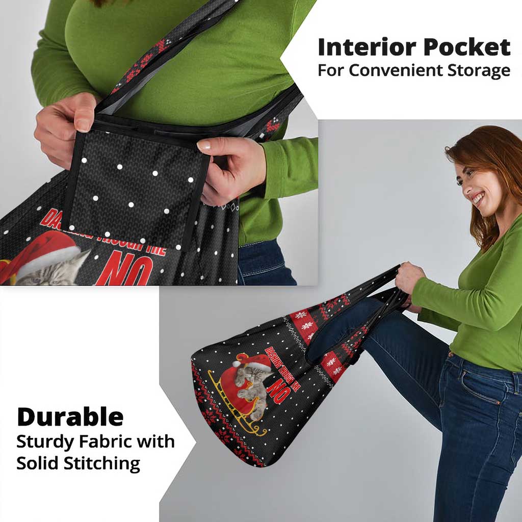 Cat Dashing Through The No Christmas Grocery Bag Xmas Holiday Patterns - Wonder Print Shop