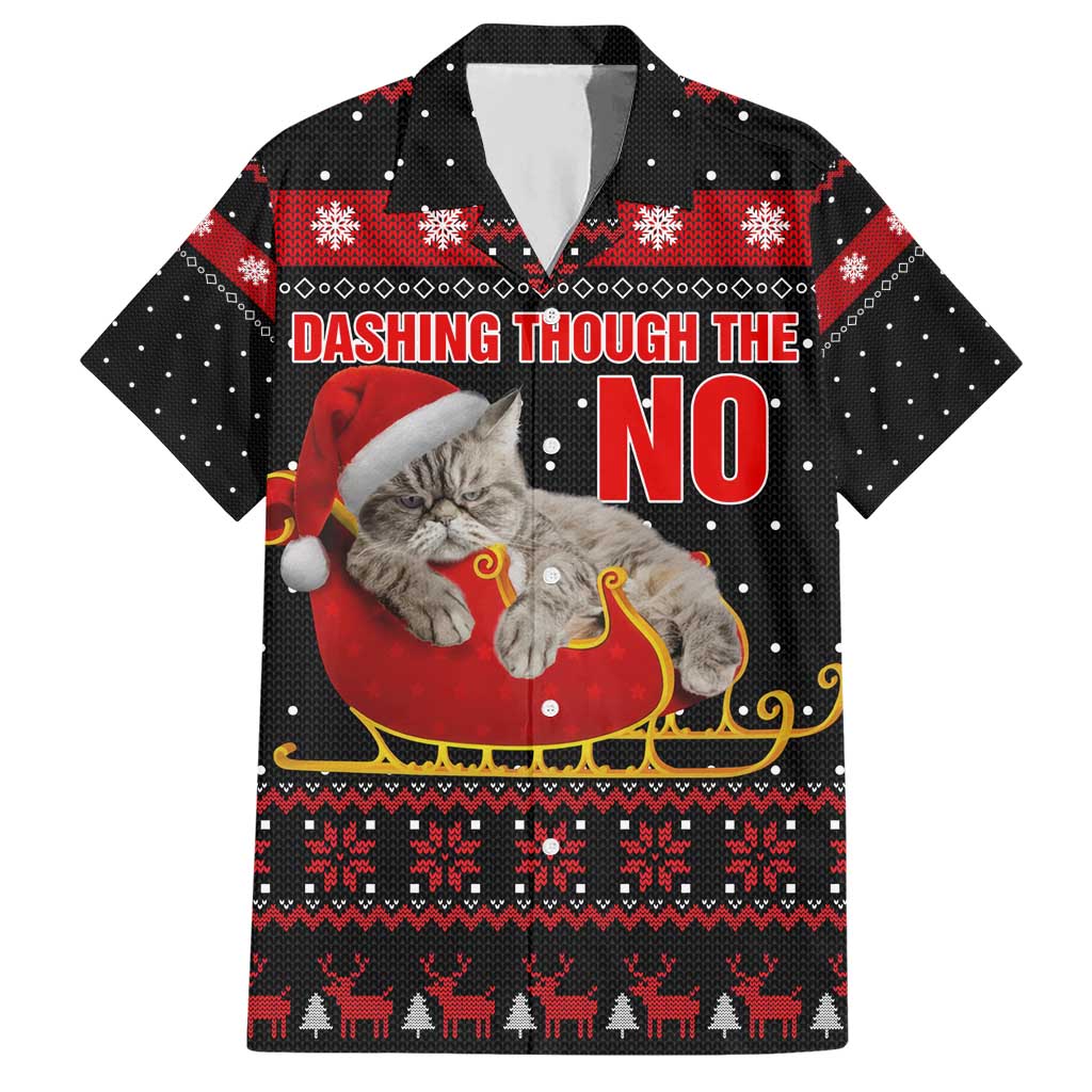 Cat Dashing Through The No Christmas Hawaiian Shirt Xmas Holiday Patterns - Wonder Print Shop