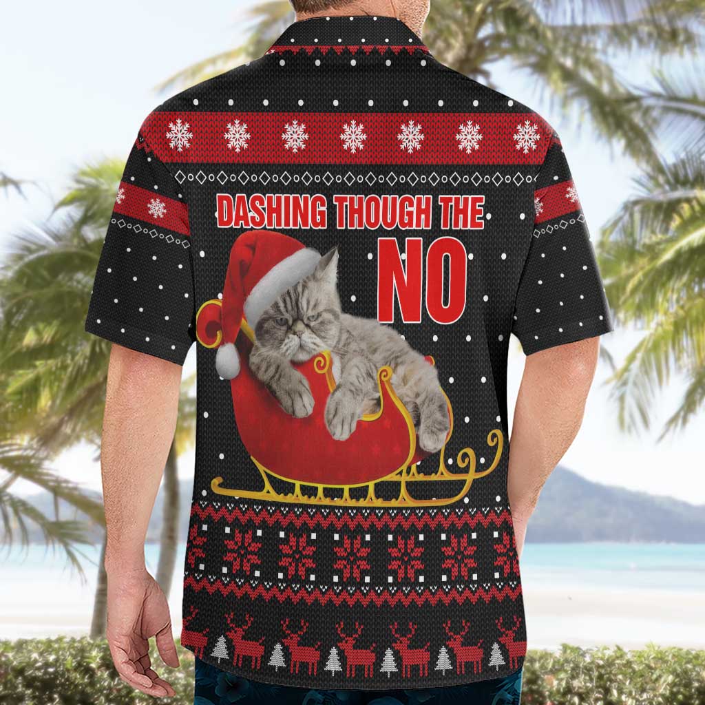 Cat Dashing Through The No Christmas Hawaiian Shirt Xmas Holiday Patterns - Wonder Print Shop
