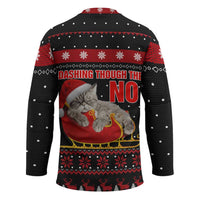 Cat Dashing Through The No Christmas Hockey Jersey Xmas Holiday Patterns - Wonder Print Shop
