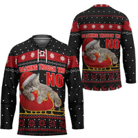 Cat Dashing Through The No Christmas Hockey Jersey Xmas Holiday Patterns - Wonder Print Shop
