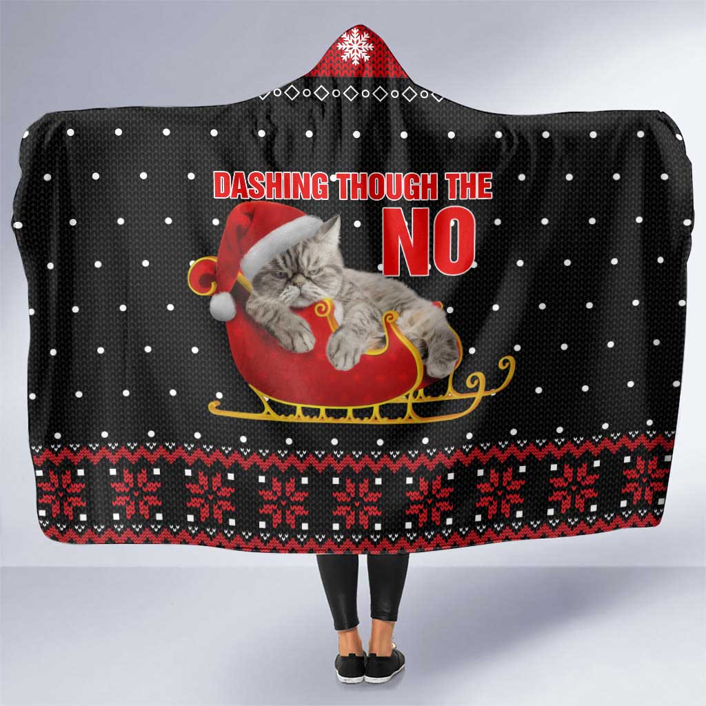 Cat Dashing Through The No Christmas Hooded Blanket Xmas Holiday Patterns - Wonder Print Shop