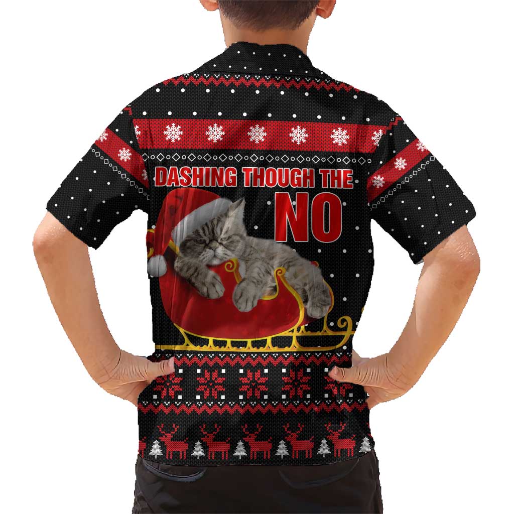 Cat Dashing Through The No Christmas Kid Hawaiian Shirt Xmas Holiday Patterns - Wonder Print Shop