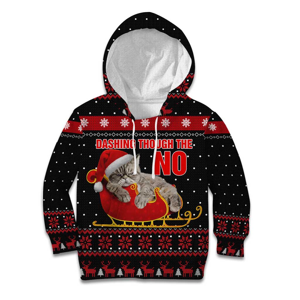 Cat Dashing Through The No Christmas Kid Hoodie Xmas Holiday Patterns - Wonder Print Shop