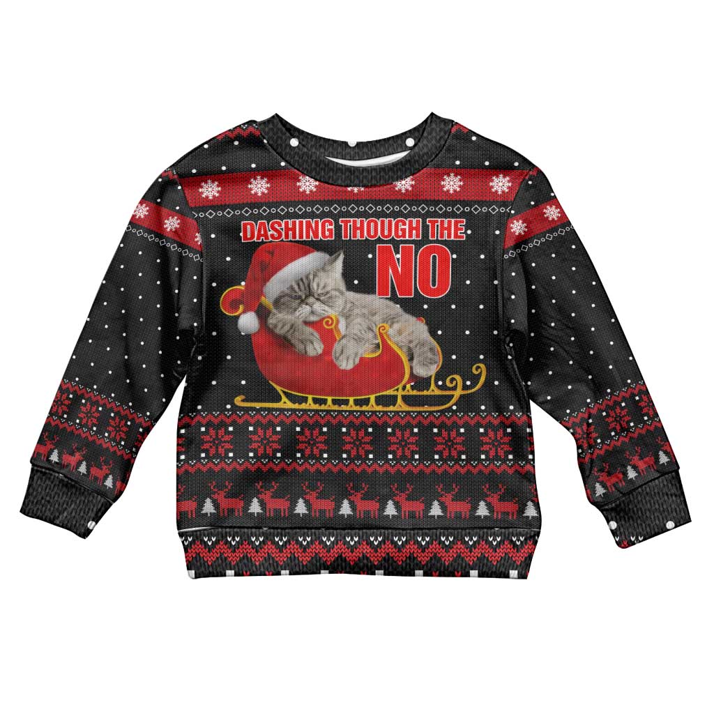 Cat Dashing Through The No Christmas Kid Ugly Christmas Sweater Xmas Holiday Patterns - Wonder Print Shop