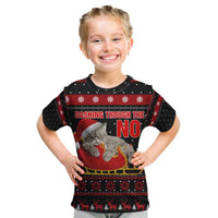 Cat Dashing Through The No Christmas Kid T Shirt Xmas Holiday Patterns - Wonder Print Shop