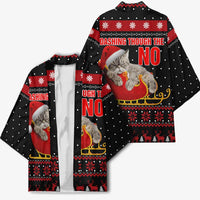 Cat Dashing Through The No Christmas Kimono Xmas Holiday Patterns - Wonder Print Shop