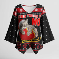 Cat Dashing Through The No Christmas Kimono Sleeve Blouse Xmas Holiday Patterns - Wonder Print Shop