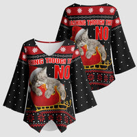 Cat Dashing Through The No Christmas Kimono Sleeve Blouse Xmas Holiday Patterns - Wonder Print Shop
