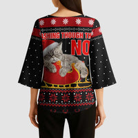 Cat Dashing Through The No Christmas Kimono Sleeve Blouse Xmas Holiday Patterns - Wonder Print Shop