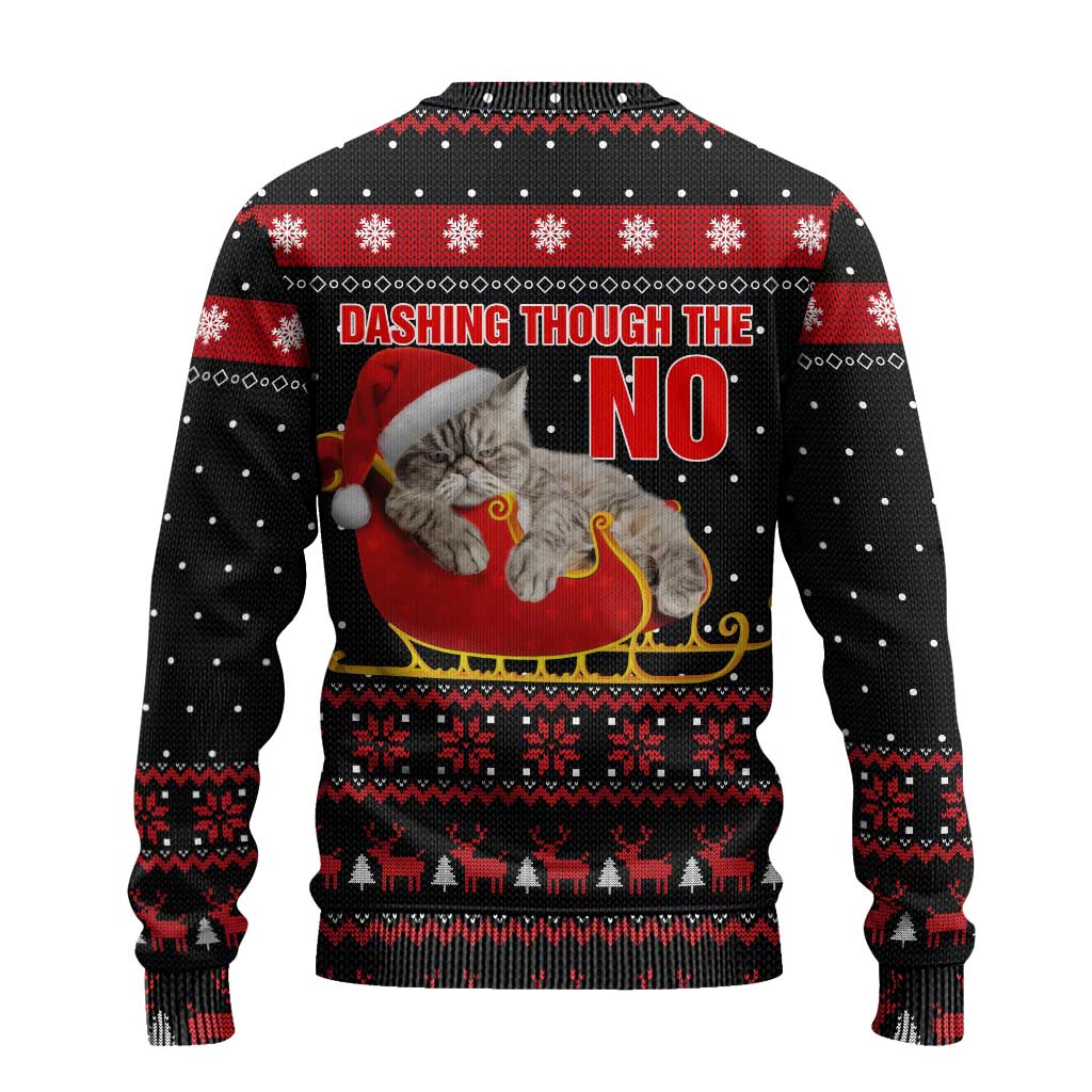 Cat Dashing Through The No Christmas Ugly Christmas Sweater Xmas Holiday Patterns - Wonder Print Shop