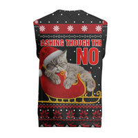Cat Dashing Through The No Christmas Knitted V-Neck Vest Xmas Holiday Patterns - Wonder Print Shop