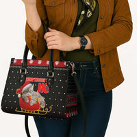 Cat Dashing Through The No Christmas Leather Bag Xmas Holiday Patterns - Wonder Print Shop