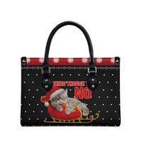 Cat Dashing Through The No Christmas Leather Bag Xmas Holiday Patterns - Wonder Print Shop