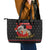 Cat Dashing Through The No Christmas Leather Tote Bag Xmas Holiday Patterns - Wonder Print Shop