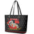 Cat Dashing Through The No Christmas Leather Tote Bag Xmas Holiday Patterns - Wonder Print Shop