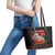 Cat Dashing Through The No Christmas Leather Tote Bag Xmas Holiday Patterns - Wonder Print Shop