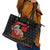 Cat Dashing Through The No Christmas Leather Tote Bag Xmas Holiday Patterns - Wonder Print Shop