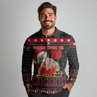 Cat Dashing Through The No Christmas Long Sleeve Polo Shirt Xmas Holiday Patterns - Wonder Print Shop