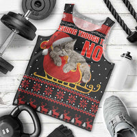 Cat Dashing Through The No Christmas Men Tank Top Xmas Holiday Patterns - Wonder Print Shop