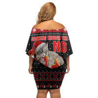 Cat Dashing Through The No Christmas Off Shoulder Short Dress Xmas Holiday Patterns - Wonder Print Shop