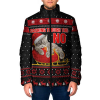 Cat Dashing Through The No Christmas Padded Jacket Xmas Holiday Patterns - Wonder Print Shop
