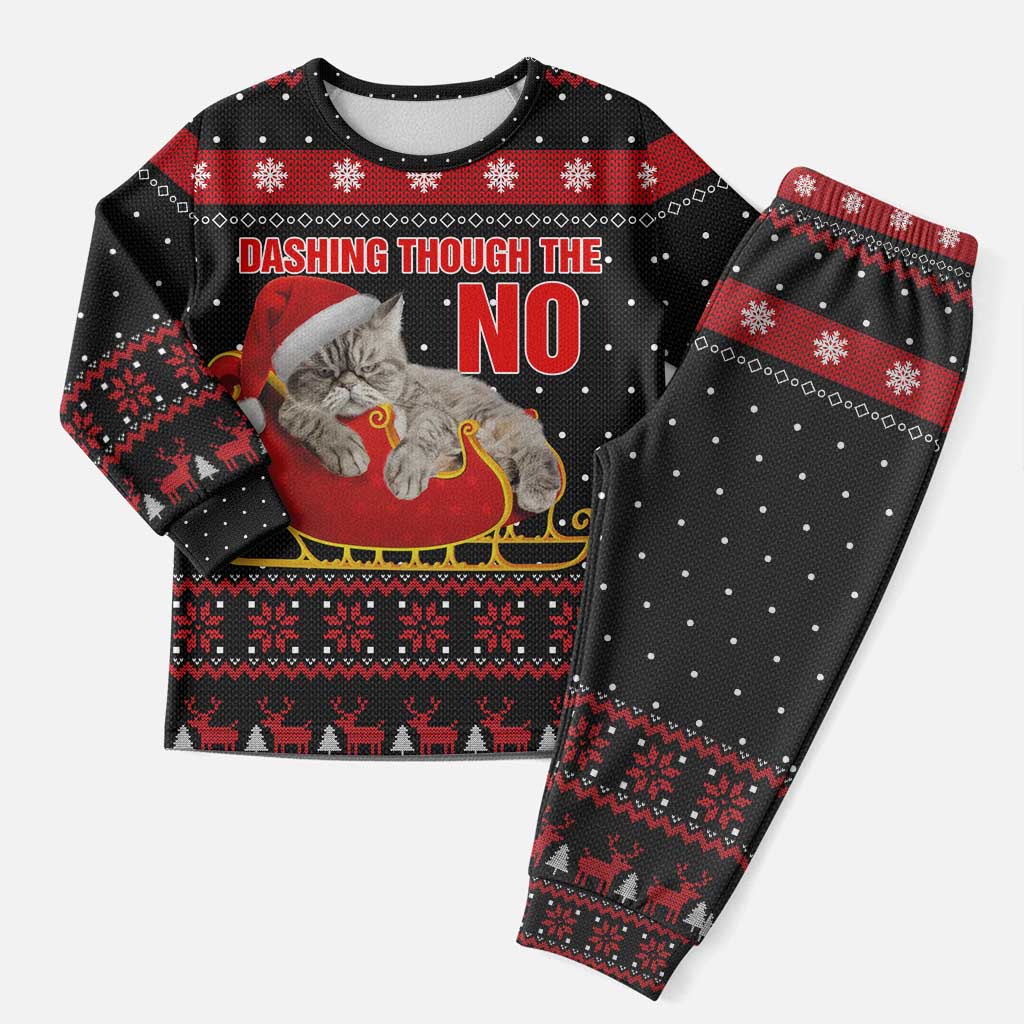 Cat Dashing Through The No Christmas Pajama Set Xmas Holiday Patterns - Wonder Print Shop