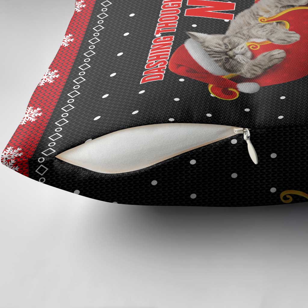 Cat Dashing Through The No Christmas Pillow Cover Xmas Holiday Patterns - Wonder Print Shop