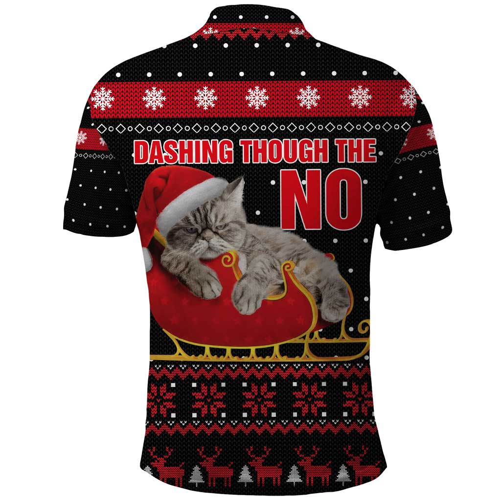 Cat Dashing Through The No Christmas Polo Shirt Xmas Holiday Patterns - Wonder Print Shop