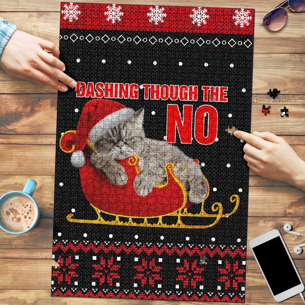 Cat Dashing Through The No Christmas Puzzle Xmas Holiday Patterns - Wonder Print Shop