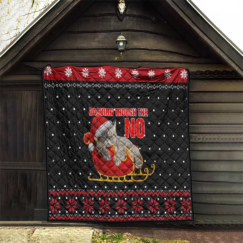 Cat Dashing Through The No Christmas Quilt Xmas Holiday Patterns - Wonder Print Shop