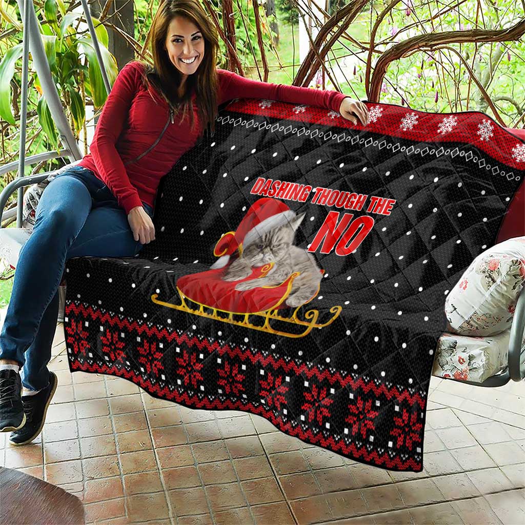 Cat Dashing Through The No Christmas Quilt Xmas Holiday Patterns - Wonder Print Shop