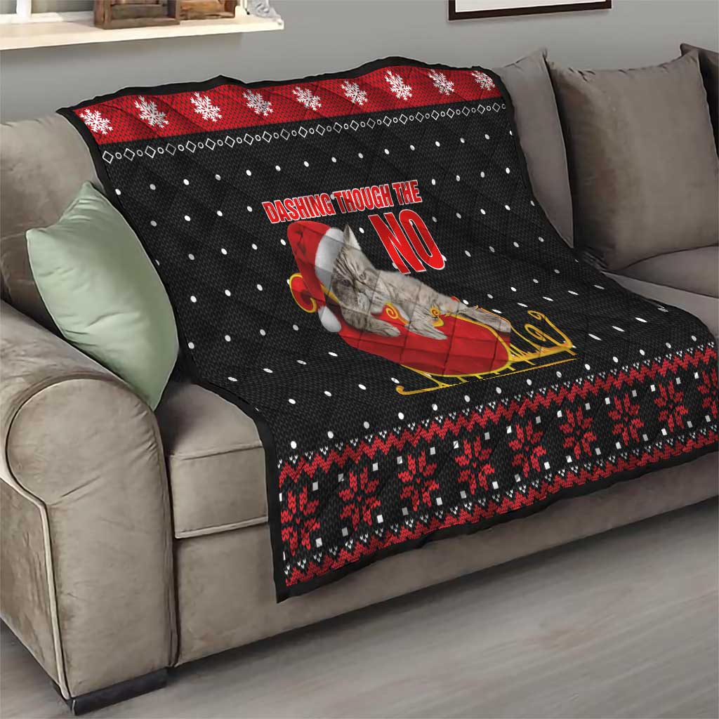 Cat Dashing Through The No Christmas Quilt Xmas Holiday Patterns - Wonder Print Shop