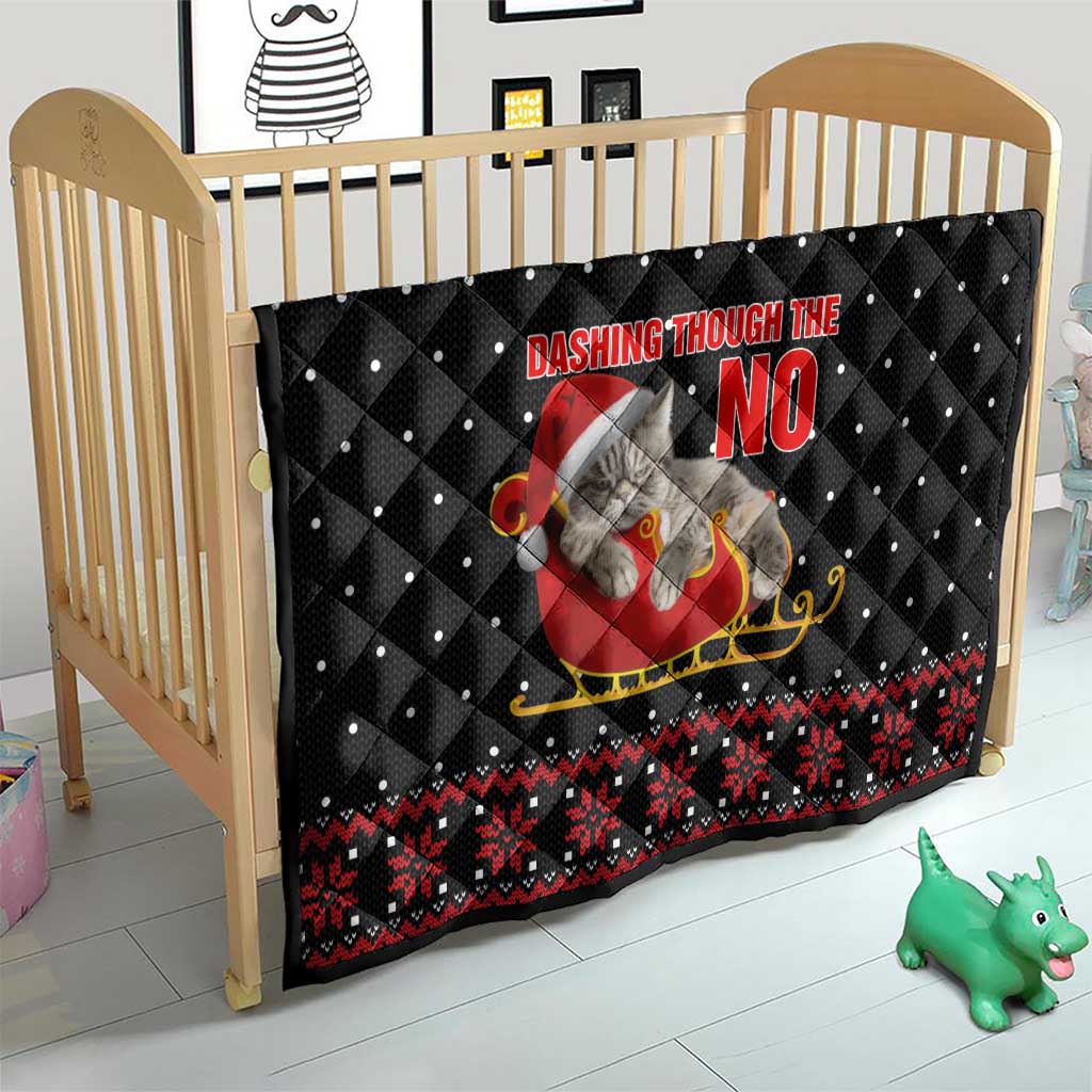 Cat Dashing Through The No Christmas Quilt Xmas Holiday Patterns - Wonder Print Shop