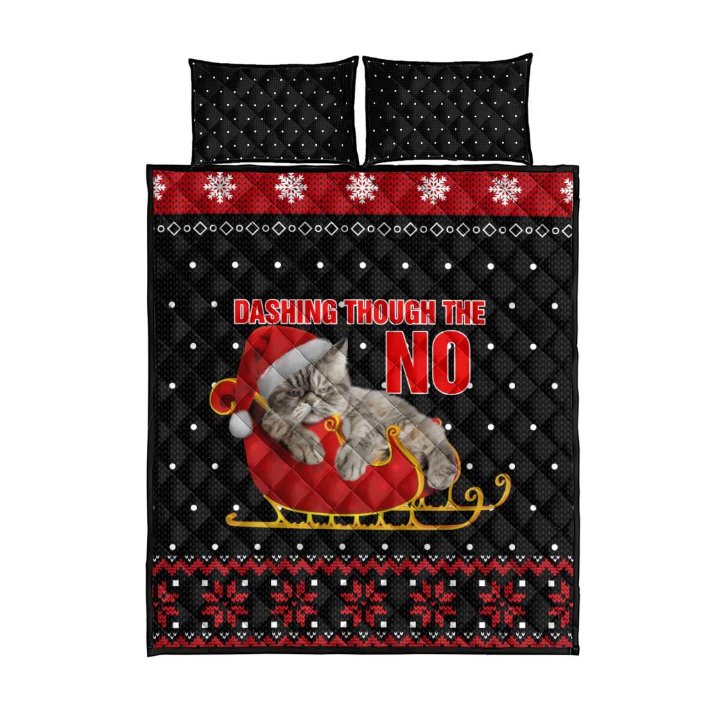 Cat Dashing Through The No Christmas Quilt Bed Set Xmas Holiday Patterns - Wonder Print Shop