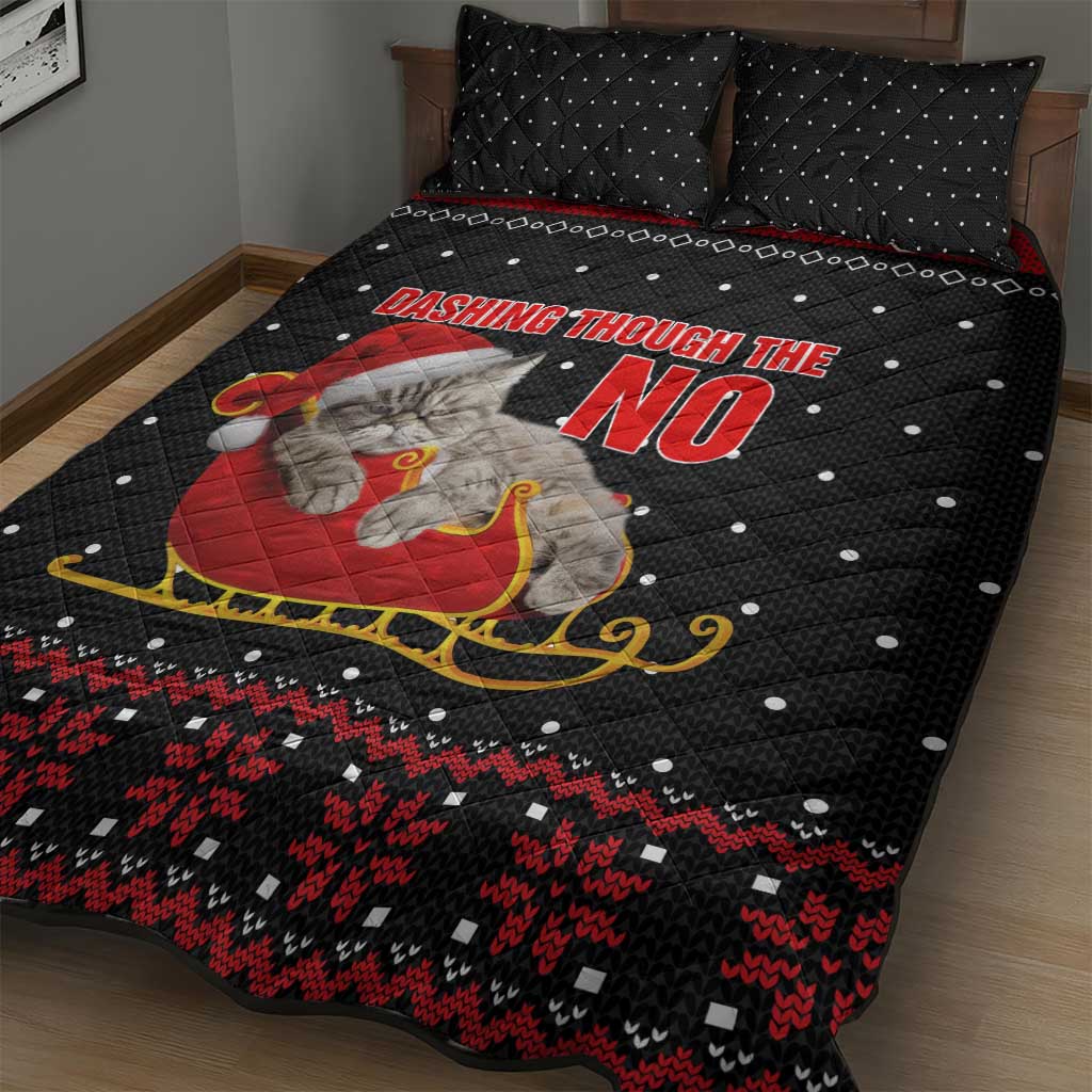 Cat Dashing Through The No Christmas Quilt Bed Set Xmas Holiday Patterns - Wonder Print Shop