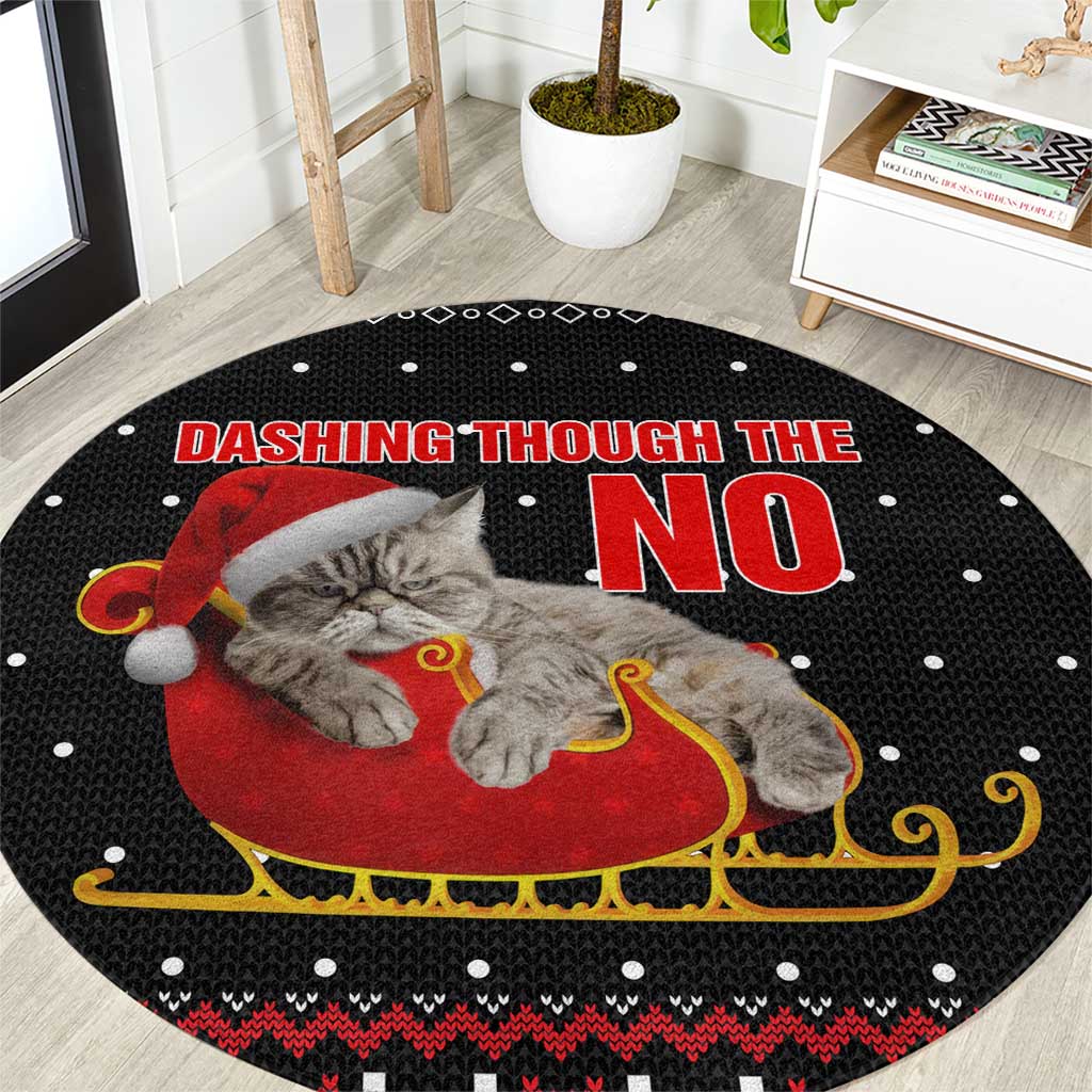 Cat Dashing Through The No Christmas Round Carpet Xmas Holiday Patterns - Wonder Print Shop