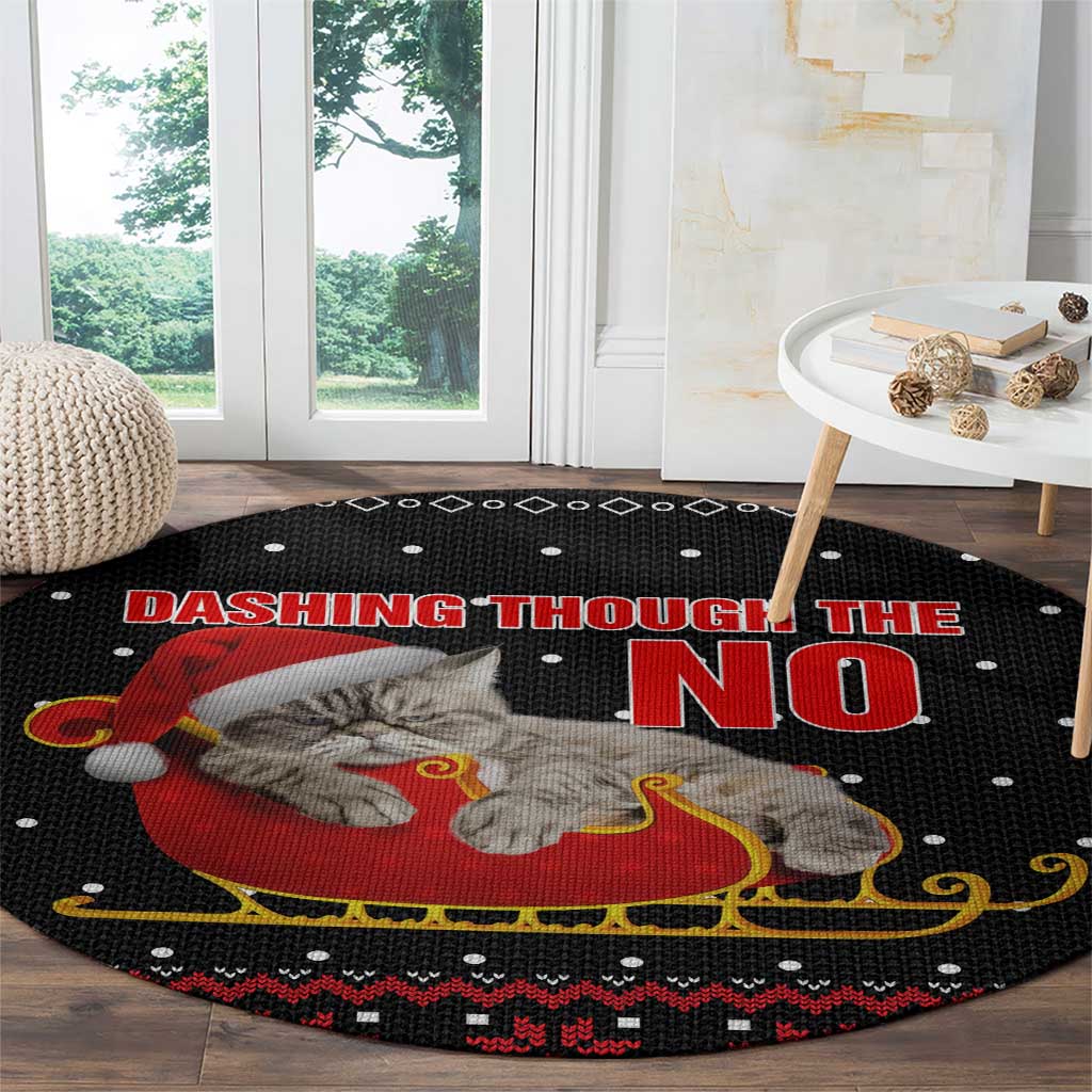 Cat Dashing Through The No Christmas Round Carpet Xmas Holiday Patterns - Wonder Print Shop