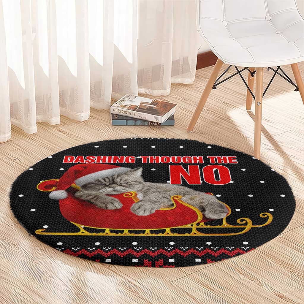 Cat Dashing Through The No Christmas Round Carpet Xmas Holiday Patterns - Wonder Print Shop