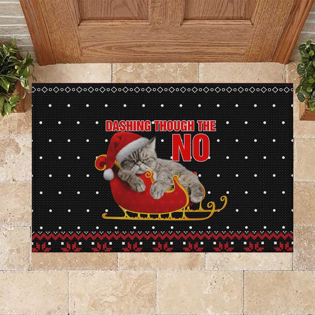 Cat Dashing Through The No Christmas Rubber Doormat Xmas Holiday Patterns - Wonder Print Shop