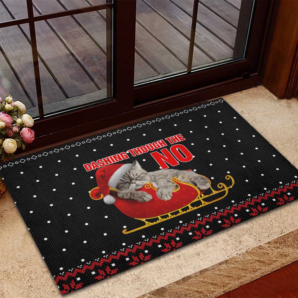 Cat Dashing Through The No Christmas Rubber Doormat Xmas Holiday Patterns - Wonder Print Shop