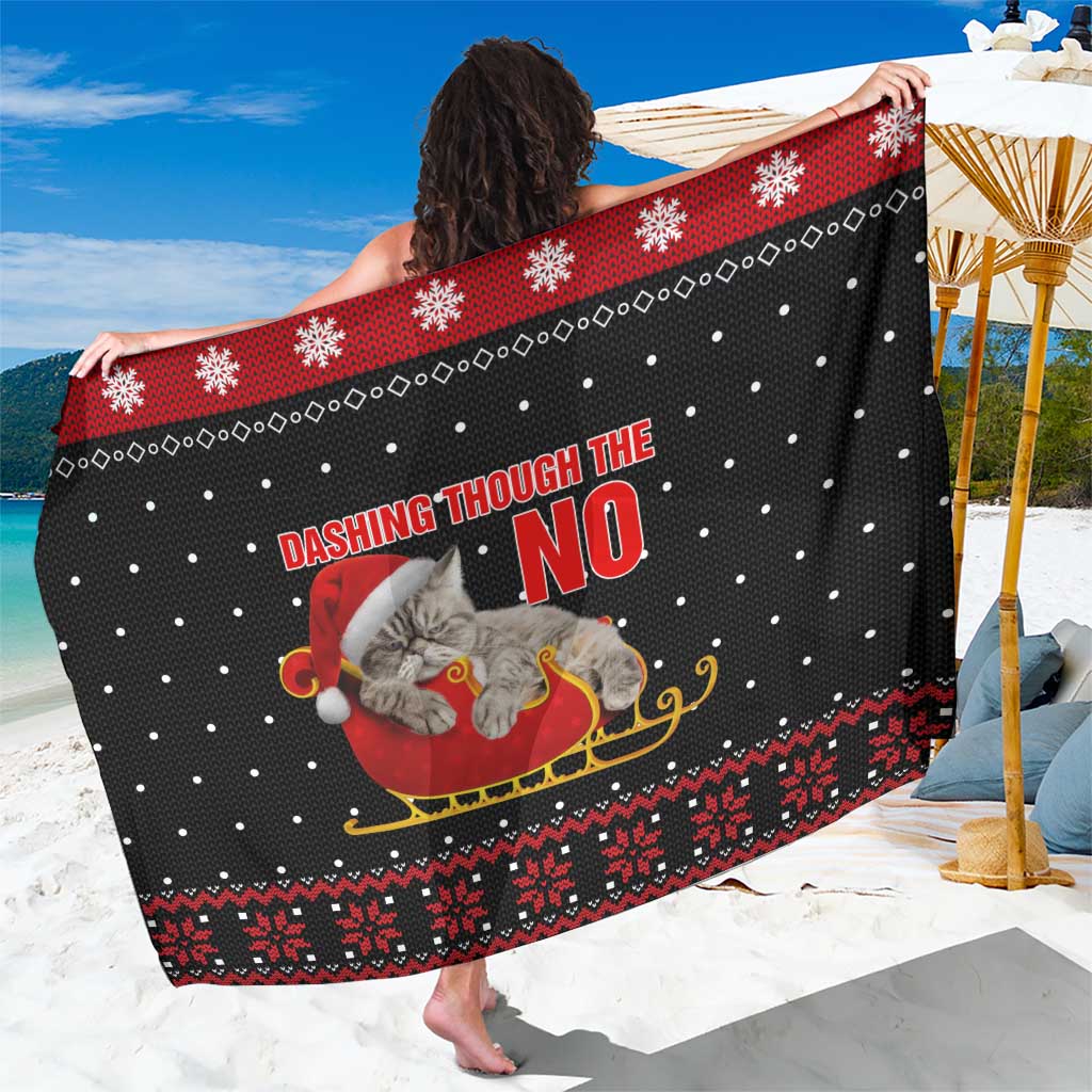 Cat Dashing Through The No Christmas Sarong Xmas Holiday Patterns - Wonder Print Shop