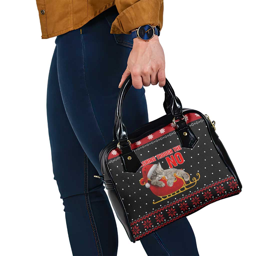 Cat Dashing Through The No Christmas Shoulder Handbag Xmas Holiday Patterns - Wonder Print Shop