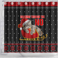 Cat Dashing Through The No Christmas Shower Curtain Xmas Holiday Patterns - Wonder Print Shop