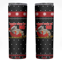 Cat Dashing Through The No Christmas Skinny Tumbler Xmas Holiday Patterns - Wonder Print Shop