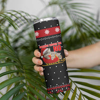 Cat Dashing Through The No Christmas Skinny Tumbler Xmas Holiday Patterns - Wonder Print Shop