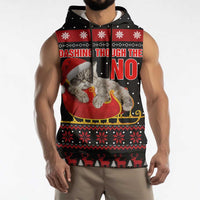 Cat Dashing Through The No Christmas Sleeveless Hoodie Xmas Holiday Patterns - Wonder Print Shop