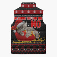 Cat Dashing Through The No Christmas Sleeveless Puffer Jacket Xmas Holiday Patterns - Wonder Print Shop